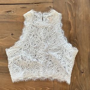 Morning Lavender Crop Lace Tank, size small